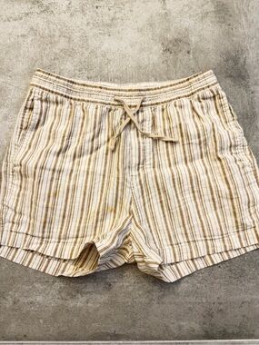 H&M Beige and Cream Striped Drawstring Women's Shorts
